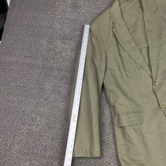 Vintage LL Bean Blazer Jacket Men's 40R Olive Green Cotton Linen - Picture 10 of 13